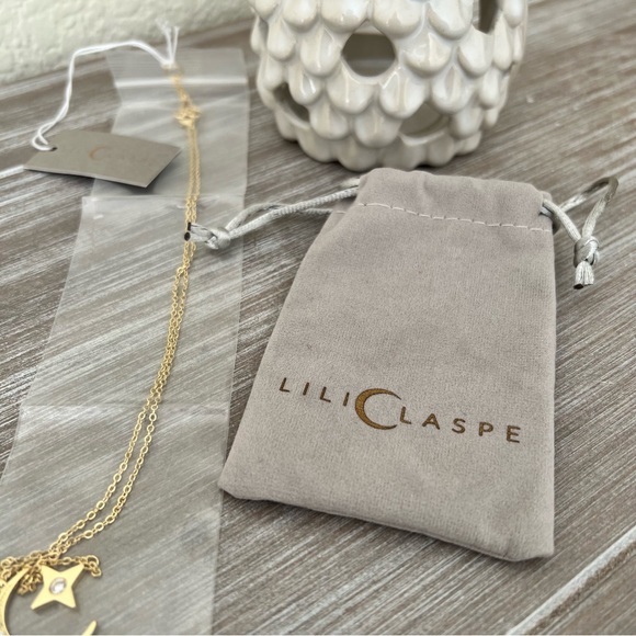 Lili Claspe Rope the Moon and Star Lariat Necklace Gold Tone NEW with a Tag - Picture 6 of 8